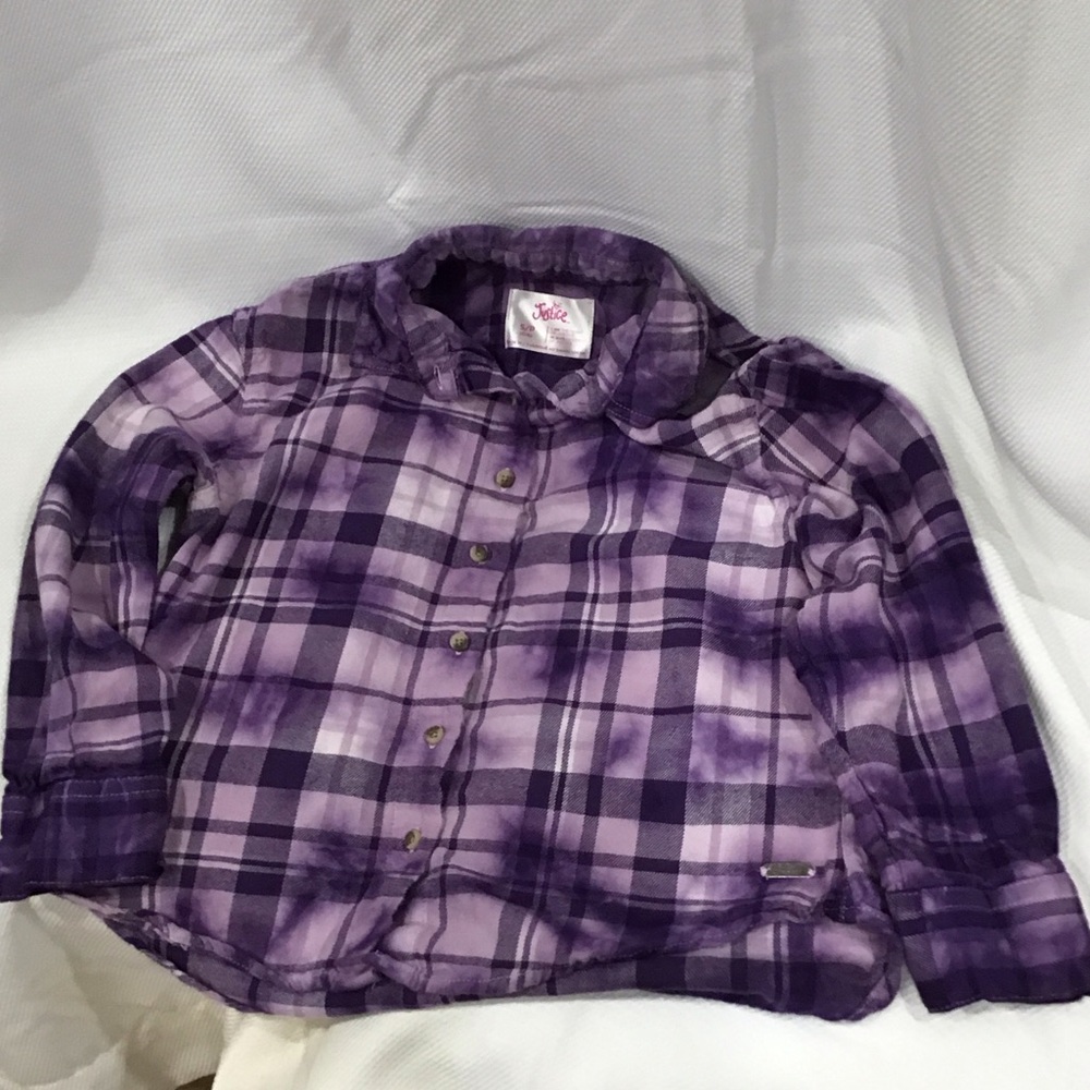 Justice Purple Plaid Button Down Shirt
